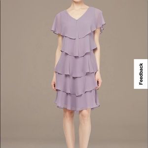 Georgette Tiers Short Capelet Dress Semi Formal Plum Dress
